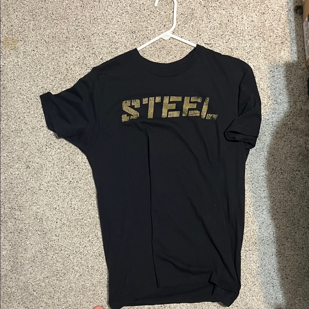 Black T-Shirt with Gold Graphic